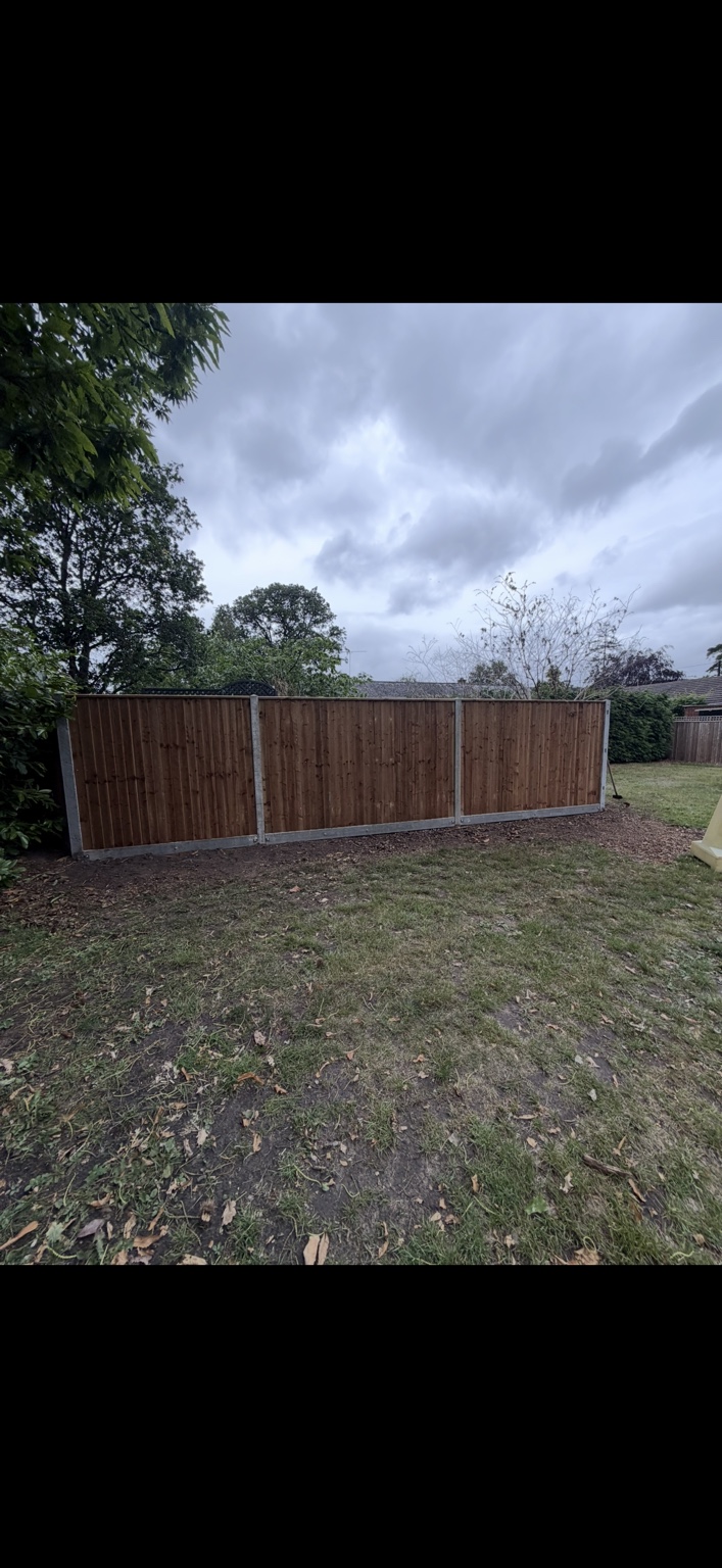 Domestic timber panel fencing